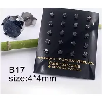 Náušnice Náušnice chirurgická ocel 4mm černý zircon 9841 1ks