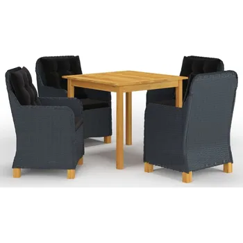 Zahradní sestava vidaXL 5dílný zahradní jídelní set světle šedý [3067758] Barva: Tmavě šedá