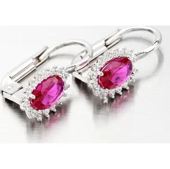 Náušnice Dámské náušnice bílé zlato 585 zirkon rubín v bílém 12-646