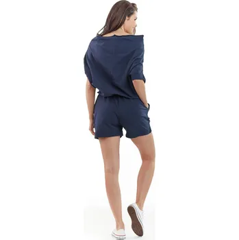 Dámský overall Kombinéza s krátkým rukávem a legínami A216 Barva: Tmavě Modrá, Velikost: L/XL