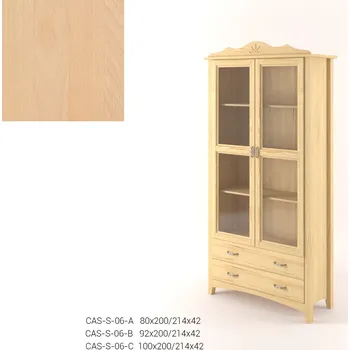 Knihovna Stylová dvoudveřová Vitrína se zásuvkami CASTELLO B06 - Buk