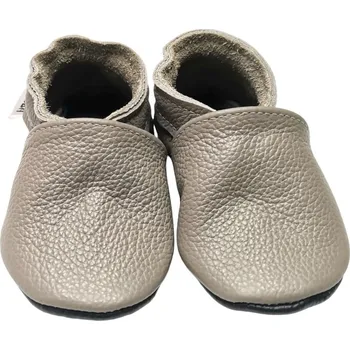 Capáčky EBOOBA Kožené capáčky s koženou podrážkou světlé šedé 6-7 let Šedá 31