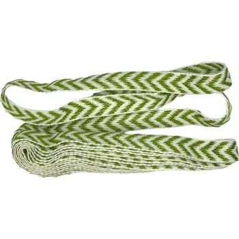 Stuha Stuha FISHBONE zelená 10mm x 2m (2,50 Kč/m) (Stuha bavlněná, tkaná, zelené vyšívání)