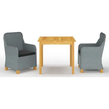 Zahradní sestava vidaXL 3dílný zahradní jídelní set světle šedý [3067753] Barva: světle šedá