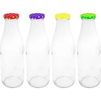 Láhev láhev 1,0l na mléko, víčko barevné, TO32, sklo