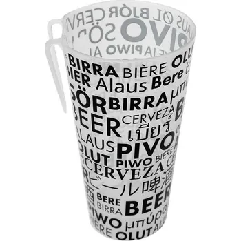 Jednorázové nádobí kelímek 500 ml, PP, transparentní Vraťák s klipem, tisk Beer