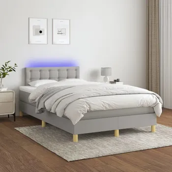 Postel vidaXL Box spring postel s matrací a LED 120 x 200 cm textil [3134025] Barva: světle šedá