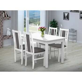 Jídelní set Nabytekmorava Jídelní set Brooklyn pro 4 osoby, stůl 140x90 cm barva lamina: Bílá 113, Čalounění: Scala šedá 92