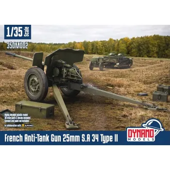 Plastikový model Dynamo models 1/35 French Anti-Tank Gun 25mm S.A 34 Type II