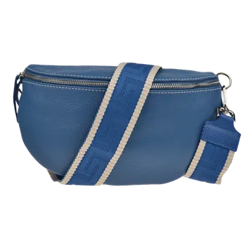 Kabelka NovaKabelka.cz Kožená italská crossbody kabelka Reni Grande Blu s přídavným popruhem III