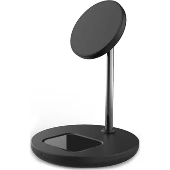 Qi magsafe bezdrátová nabíjecí stanice 2v1 15W Barva: Černá