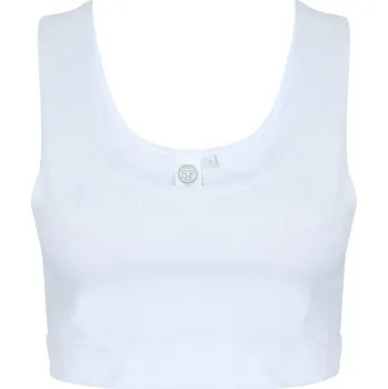 Podprsenka SF Women Sportovní crop top podrpsenka s měkkou žakárovou páskou Barva: bílá - bílá, Velikost: M SF236
