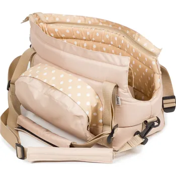 Taška pro psa a kočku Iridog Taška na psa CARRIE no.3 béžová s puntíky v25 x š20 x d38 cm