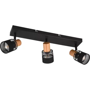 Bodové svítidlo Trio Leuchten 811700332 NANDINI - Stropní bodové svítidlo se dřevem a textilem, 3 x E14, 58cm (Stropní trojramenné bodové svítidlo )