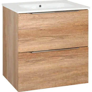 Koupelnový nábytek A-INTERIÉRY Koupelnová skříňka s keramickým umyvadlem Amanda C 60 - dub country