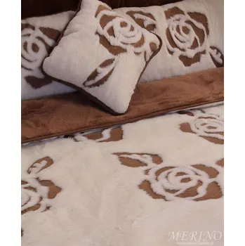 přikrývka Přikrývka z kašmírové vlny - Rose hnědá + kašmír krémová 140 x 200 cm
