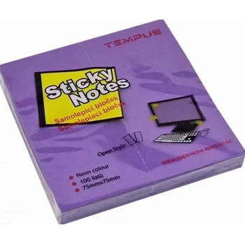 Samolepící bloček Lepicí blok Y 75x75/100l neon fialová