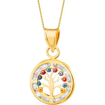 Přívěsek Zlatý přívěsek se smaltem a zirkony - strom - AP537-4503