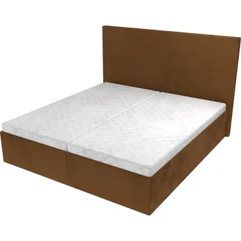 Postel Manželská postel Viktorie s hladkým čelem, lamelovým roštem a úložným prostorem - Hnědá, 160 x 200 cm, +5 cm úložný prostor, Bez matrace