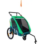 Dětský kombinovaný vozík Bellelli Trailblazer za kolo + kočárek pro 2 děti zelený