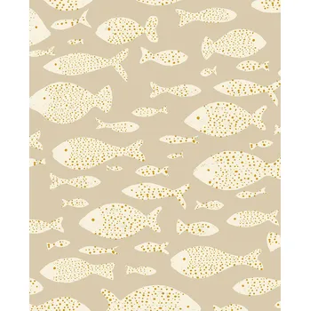 Tapeta Eijffinger Béžová vliesová tapeta na zeď s rybami, 323000, Explore, Eijffinger, velikost 0,52 x 10 m