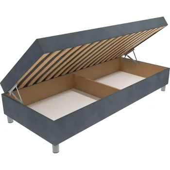 Postel Čalouněná lamelová válenda Valerie na nohách šedá s úložným prostorem - Šedá, 80 x 200 cm, +5 cm úložný prostor, Molitanová 13 cm