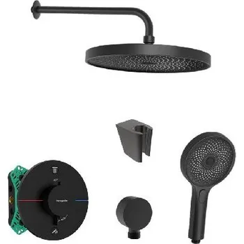 Sprchový set SANITINO - Sprchový set s termostatem a tělesem pod omítku hansgrohe, příslušenství kielle, matná černá SANI21HKK402
