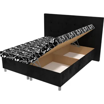 Postel Manželská postel Maka na nohách s čelem s vtahy a úložným prostorem - 160 x 200 cm, Bez navýšení, Molitanová 14 cm