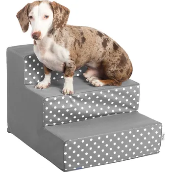 Schody a rampa pro psa Iridog Schody pro psy STEPPIE no.1 šedé s puntíky v33 x š40 x d45 cm