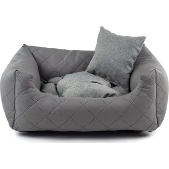 Pelíšek pro psa Vsepropejska Delux kožený pelech pro psa s polštářkem Barva: Tmavě-šedá, Rozměr (cm): 55 x 45