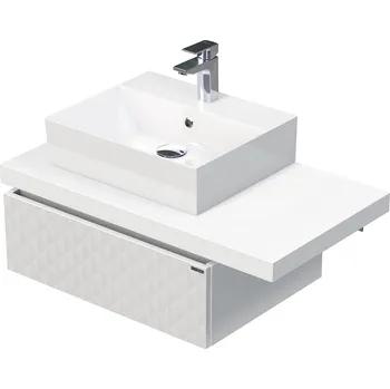 Koupelnový nábytek Desk 3D - skříňka 90 cm s umyvadlem na desku vlevo, 1 zásuvka, závěsná, bílá DE 54 3D 90 L STORM 1Z B073