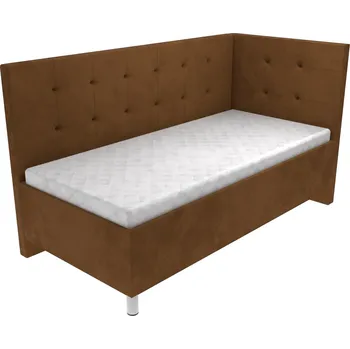 Postel Čalouněná postel Patricia s čelem s vtahy - Hnědá, 80 x 200 cm, +5 cm úložný prostor, Bez matrace