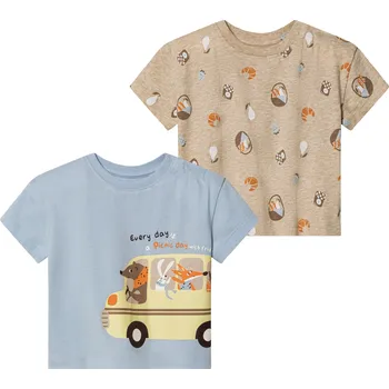 Chlapecké tričko lupilu® Chlapecké triko s BIO bavlnou, 2 kusy (50/56, modrá/béžová)