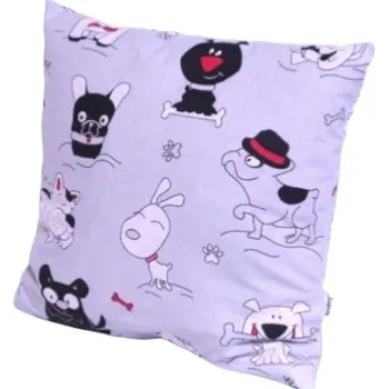 Dekorativní polštářek Polštář s výplní šedý s buldočky 1