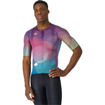 cyklistický dres Cyklistický dres Castelli R-A/D multicolor purple