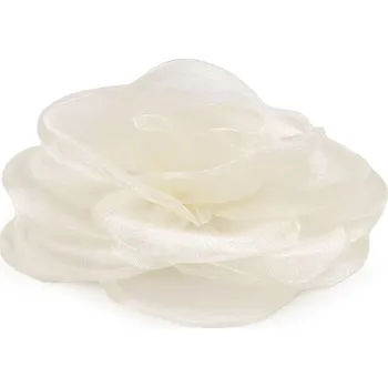 Náramek Brož / ozdoba do vlasů organzový květ Ø10,5 cm, malé, 1 krémová světlá