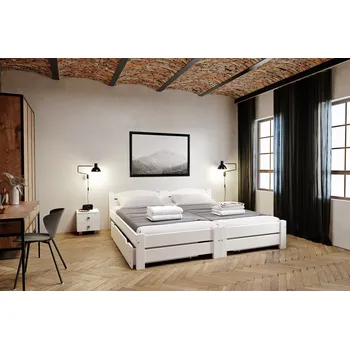 Postel Postel Magda 180x200 ( 2x90/200 cm ) bílá + rošt ZDARMA masiv smrk