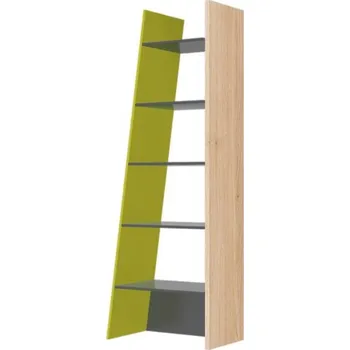 Knihovna Regál Wow 62 cm Grafit/Zelená Iguana/Dub Nagano