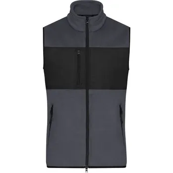 Pánská vesta James & Nicholson (Daiber) Pánská fleecová vesta JN1310 - Tmavě šedá / černá | 3XL