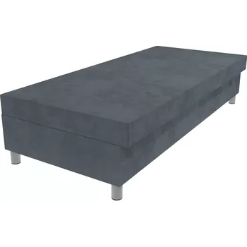 Postel Čalouněná lamelová válenda Valerie na nohách černá s úložným prostorem - Šedá, 80 x 200 cm, Bez navýšení, Molitanová 13 cm