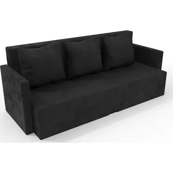 Pohovka Čalouněná rozkládací pohovka Karin s područkami - Černá, Molitanová 12 cm, Bez taburetu