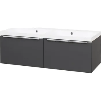 Koupelnový nábytek Mailo, koupelnová skříňka s umyvadlem z litého mramoru 121 cm, antracit, úchytka: chrom CN538M