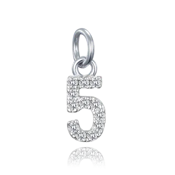 Souprava šperků MINET Stříbrný přívěs číslice "5" vykládaný zirkony JMAS9015SP00