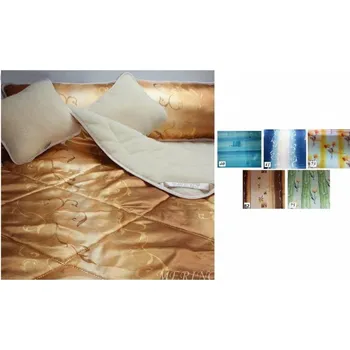 Polštář Vlněný polštář - kašmír + satén M - 40 x 45 cm ornamenty - tmavě modrá