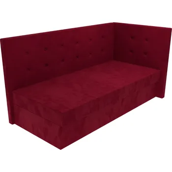 Postel Čalouněná postel Chloe s čelem s knoflíky, lamelovým roštem a úložným prostorem - Vínová, 80 x 200 cm, Bez navýšení, Molitanová 13 cm