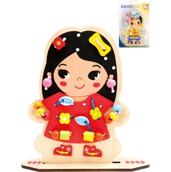 Dřevěná hračka BINO DŘEVO Zábavné oblékání provlékačka s korálky