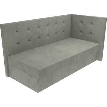 Postel Čalouněná postel Viola s čelem s vtahy a úložným prostorem - Světle šedá, 85 x 195 cm, Bez navýšení, Molitanová 14 cm