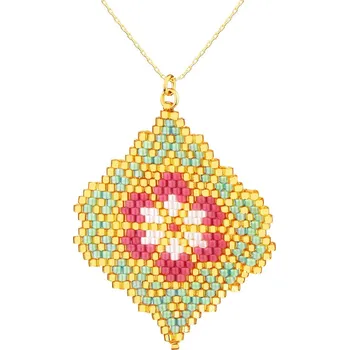 Náhrdelník Zlatý korálkový náhrdelník, anker - květ - AP537-6602