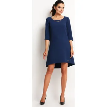 Dámské šaty Šaty s 3/4 rukávem, delší zadní díl A125 Barva: Tmavě Modrá, Velikost: L