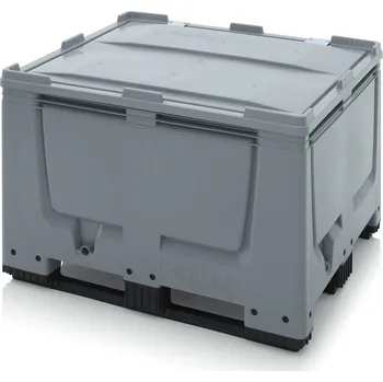 paleta Big boxy včetně víka s panty 120 x 100 x 93 cm, 3 ližiny, UN approval - Stříbrošedá - materiál: 1 A nový materiál HD-PE - UN BBG 1210K SA